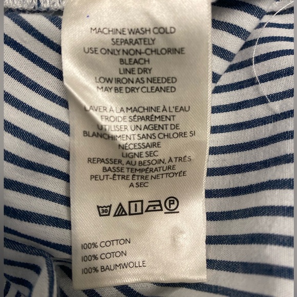 Anthropologie Maeve Buttondown Long Sleeve Classic Shirt Striped High Low Size L - Picture 8 of 10